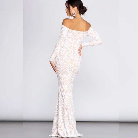 SIERRA SEQUIN OFF THE SHOULDER FORMAL DRESS - Picture 3 of 5